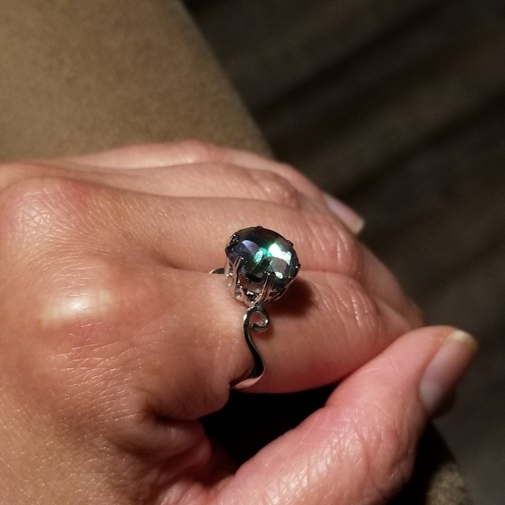 🔥LAST 1🔥NEW HEXAGON MYSTIC TOPAZ SS RING - Picture 7 of 8